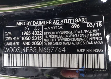 2018 Mercedes-Benz Cla 250 из США, поврежденный, VIN WDDSJ4EB3JN657764